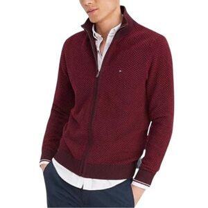 Vintage Tommy Hilfiger 100% Cotton Zip Up Sweater Red Size Medium
